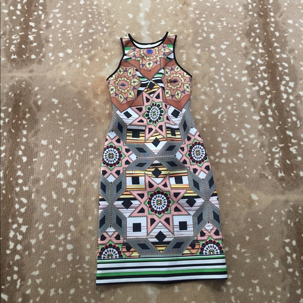 Clover canyon multicolor bodycon fitted xs dress